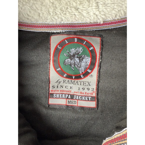 Mens Sz Medium Cabin Fever by Ramatex Sherpa Fleece Full Zip Sweater Gray - Picture 2 of 9